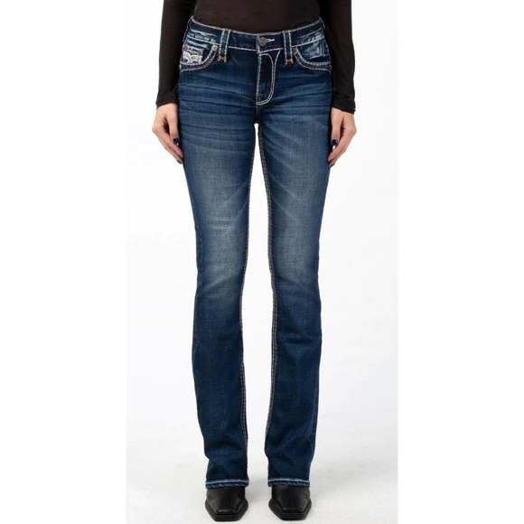 Rock Revival Silken Rhinestone Pocket Bootcut Jeans omen's Size 32 NWT - Picture 1 of 5